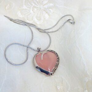 Handcrafted 925 Silver Rose Quartz Heart Pendant Necklace With 925 Rope Chain